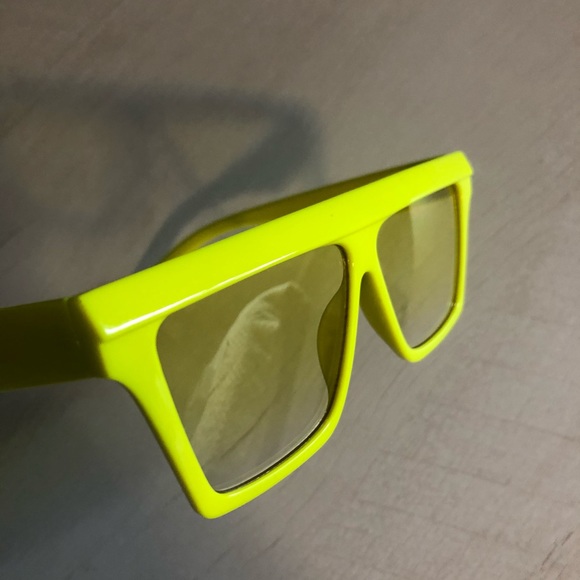 Neon Yellow Square Sunglasses Flat Top Gradient - Picture 5 of 7
